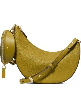 Women's Laurel Leaf Leather Duo Crossbody Bag Adjustable Strap Shoulder Purse